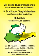 Plakat zur 28. Burgenlandschaft mit einem Hermelin und den 3 Mitteldeutschen Bundesländern