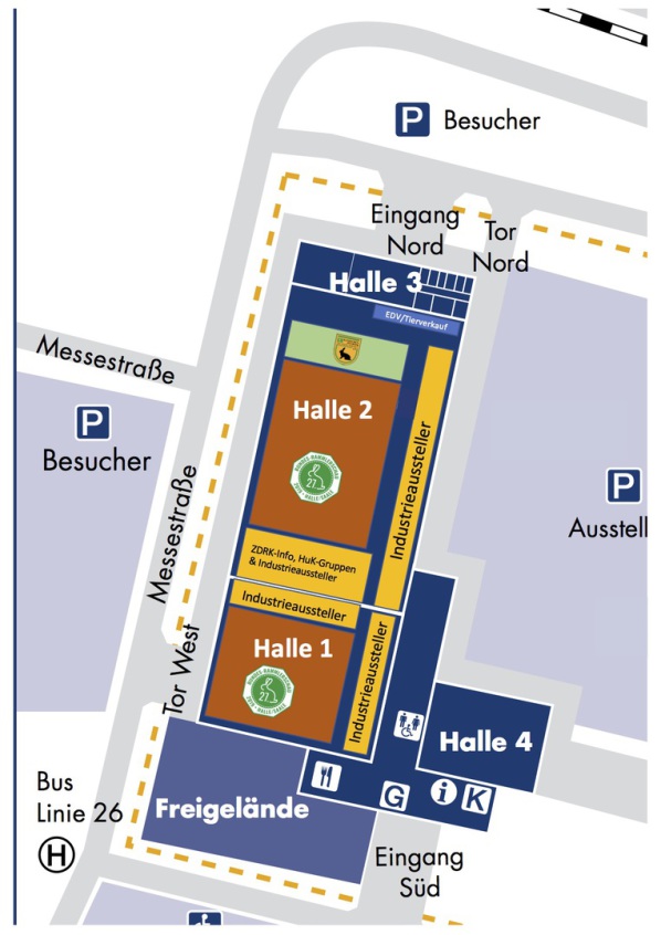 Bild zeigt den Grundriss der Messe-Hallen mit der aktuellen Einteilung